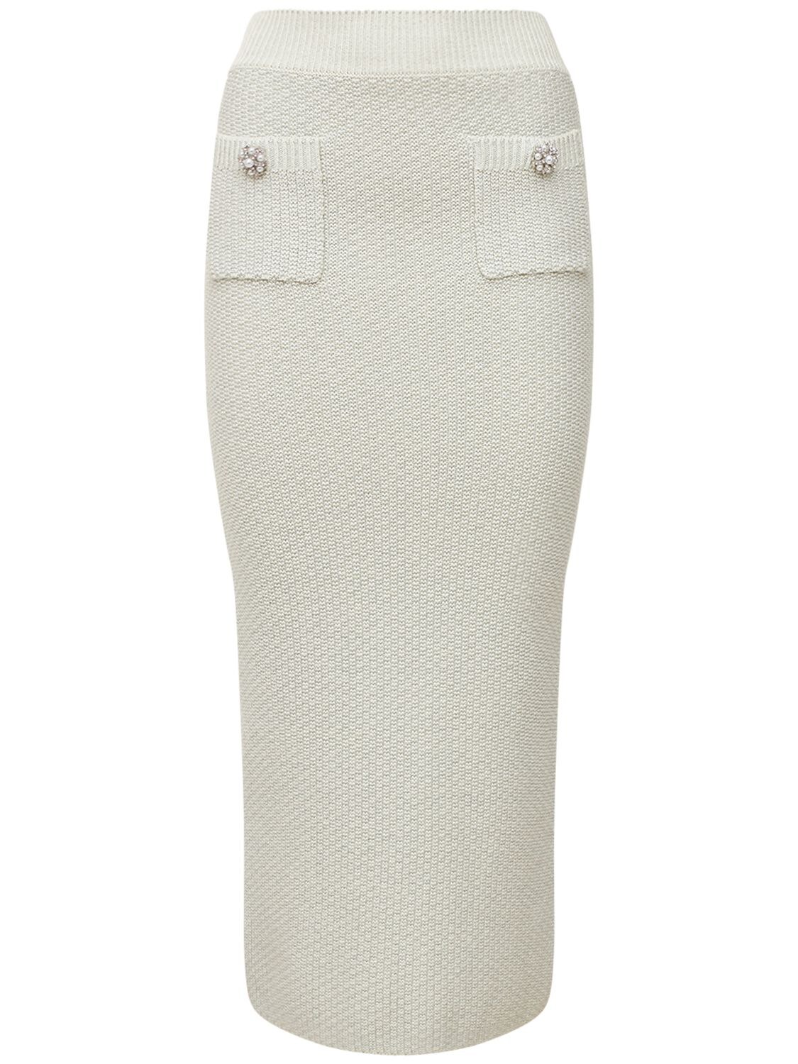 Self-portrait - Knitted cotton blend midi skirt - | Luisaviaroma