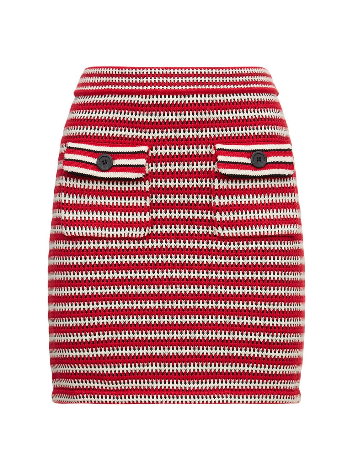 SELF-PORTRAIT STRIPED COTTON BLEND KNIT MINI SKIRT,75I4RH020-UKVELYBCTEFDSY8GV0HJ0