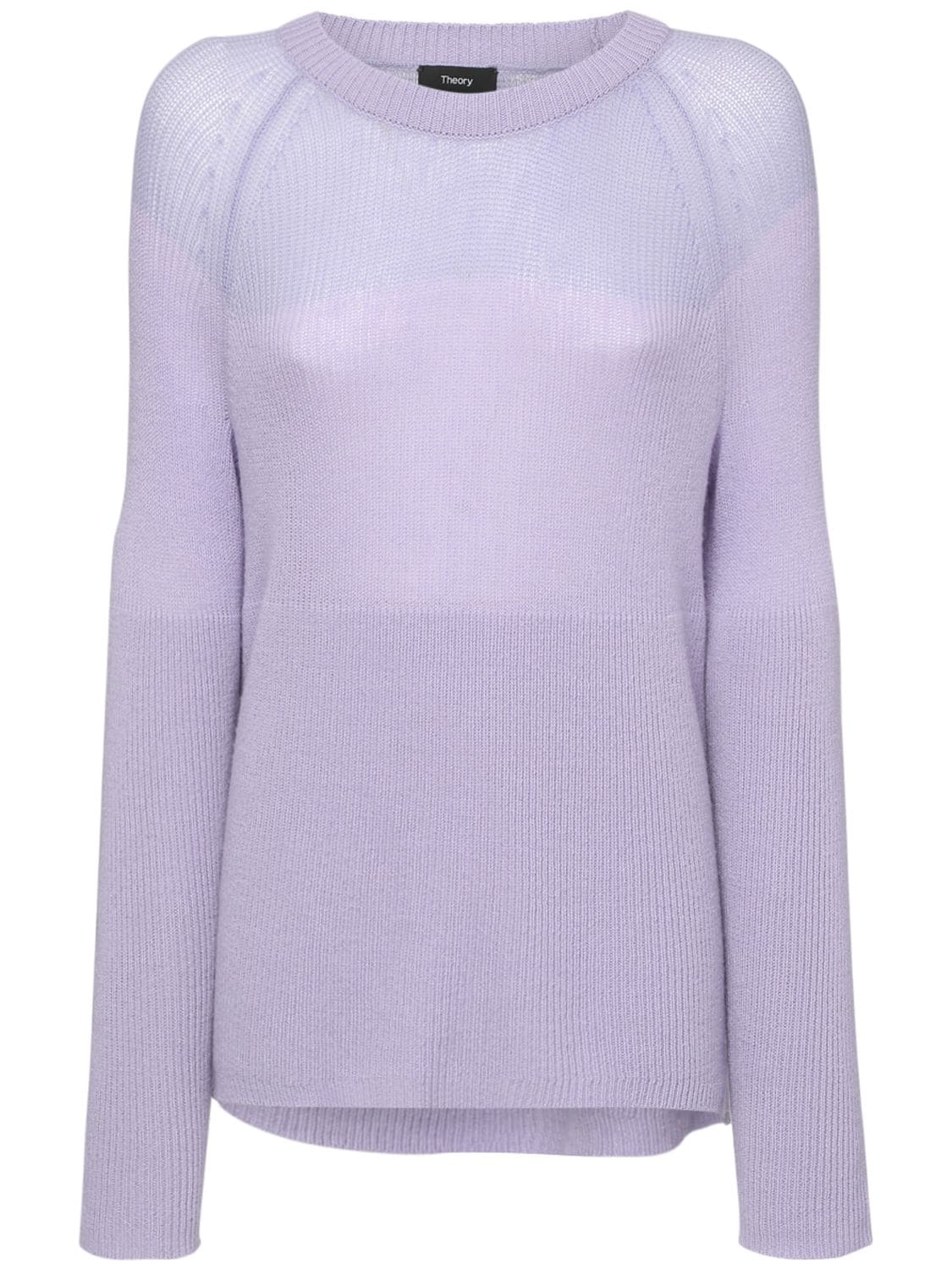 Theory Karenia Paneled Ribbed Cashmere Jumper In Lilac