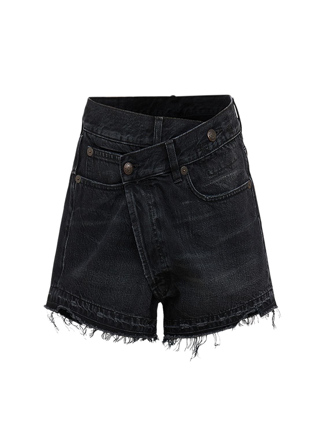 Shop R13 Crossover Denim Shorts In Black