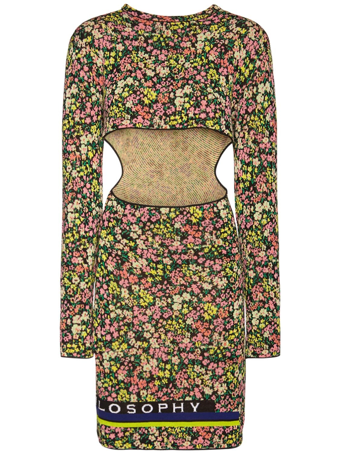 Jacquard Cotton Knit Cutout Mini Dress