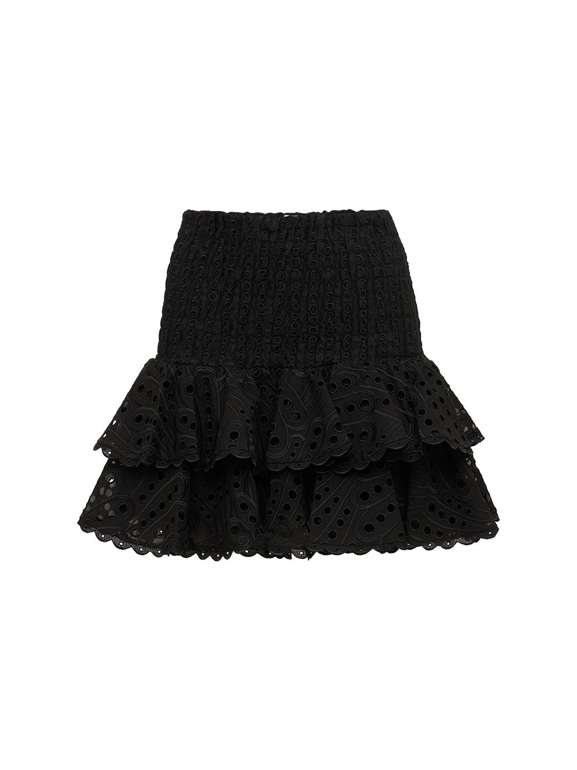 Charo Ruiz Noa Eyelet Lace Cotton Mini Skirt In Black