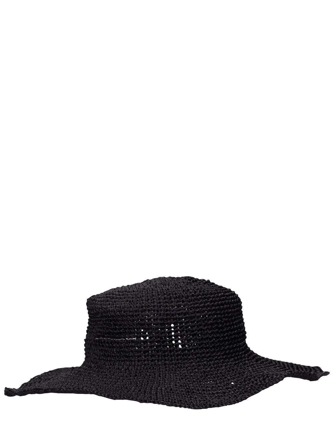Mm6 Maison Margiela Black Raffia Beach Hat | ModeSens