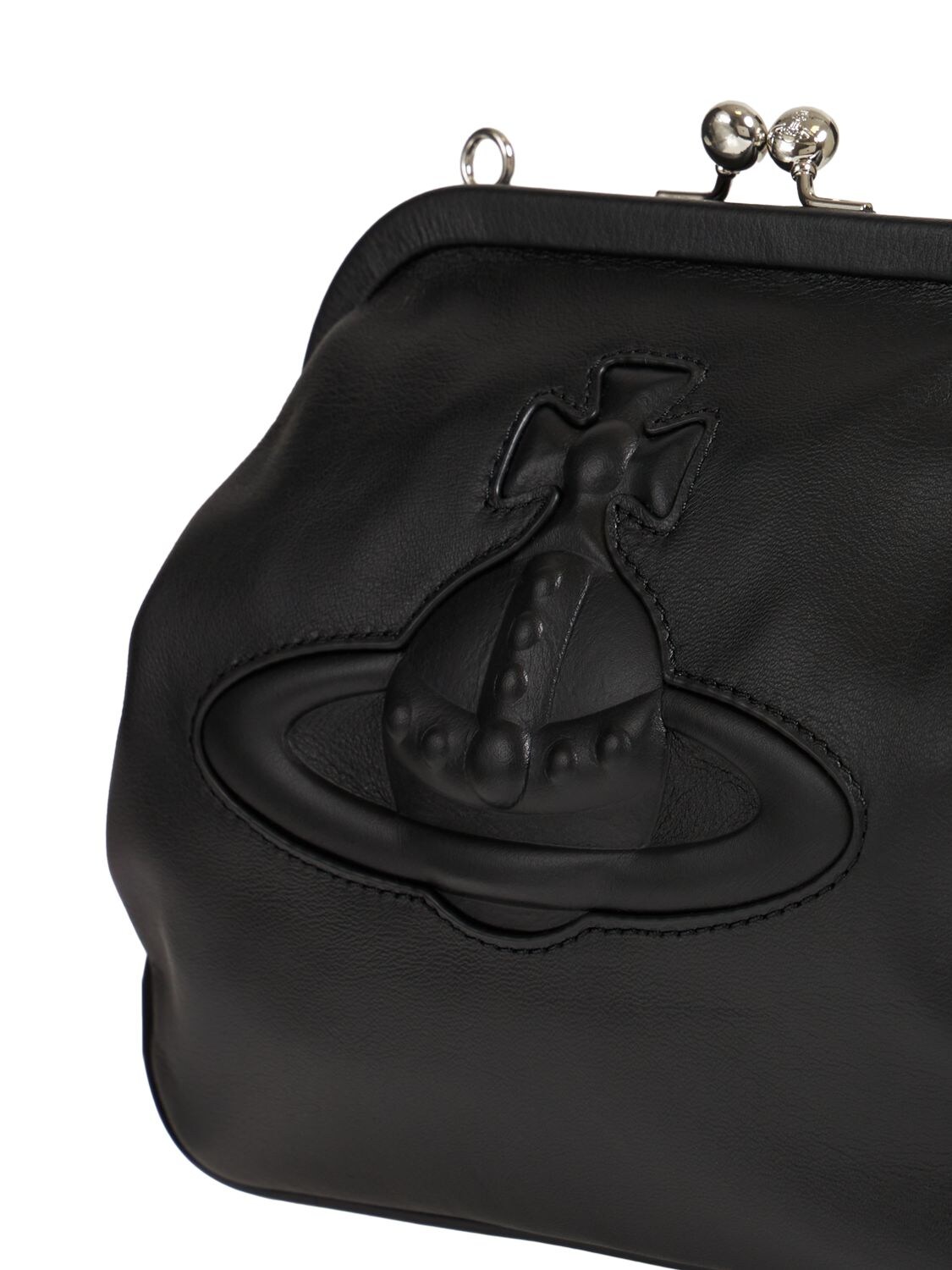 Shop Vivienne Westwood Vivienne Injected Orb Leather Clutch In Black