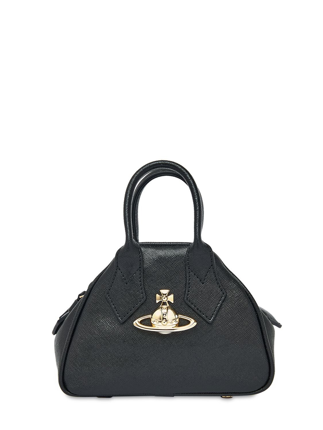 Vivienne Westwood Mini Yasmine Leather Top Handle Bag In Black