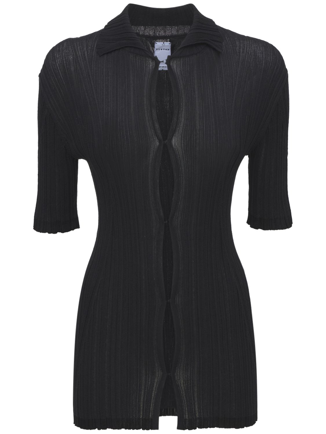 Mcq By Alexander Mcqueen Rib Knit Cotton Blend Top In 블랙