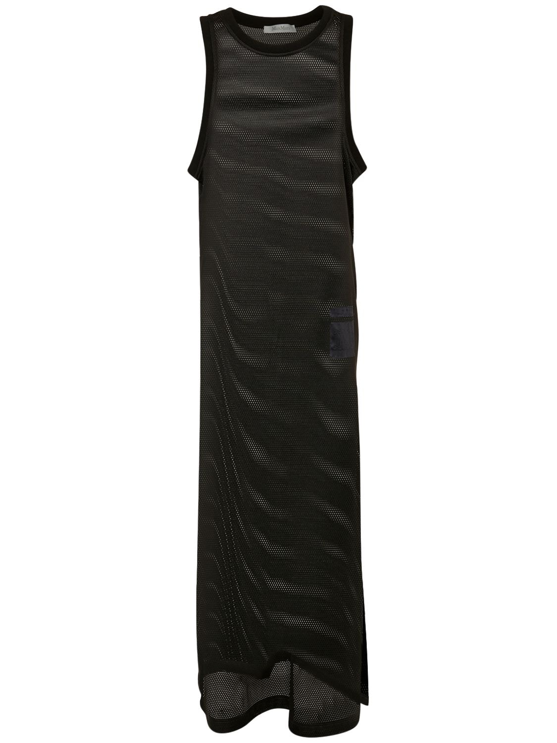 Max Mara Mesh Jersey Long Dress In Black | ModeSens