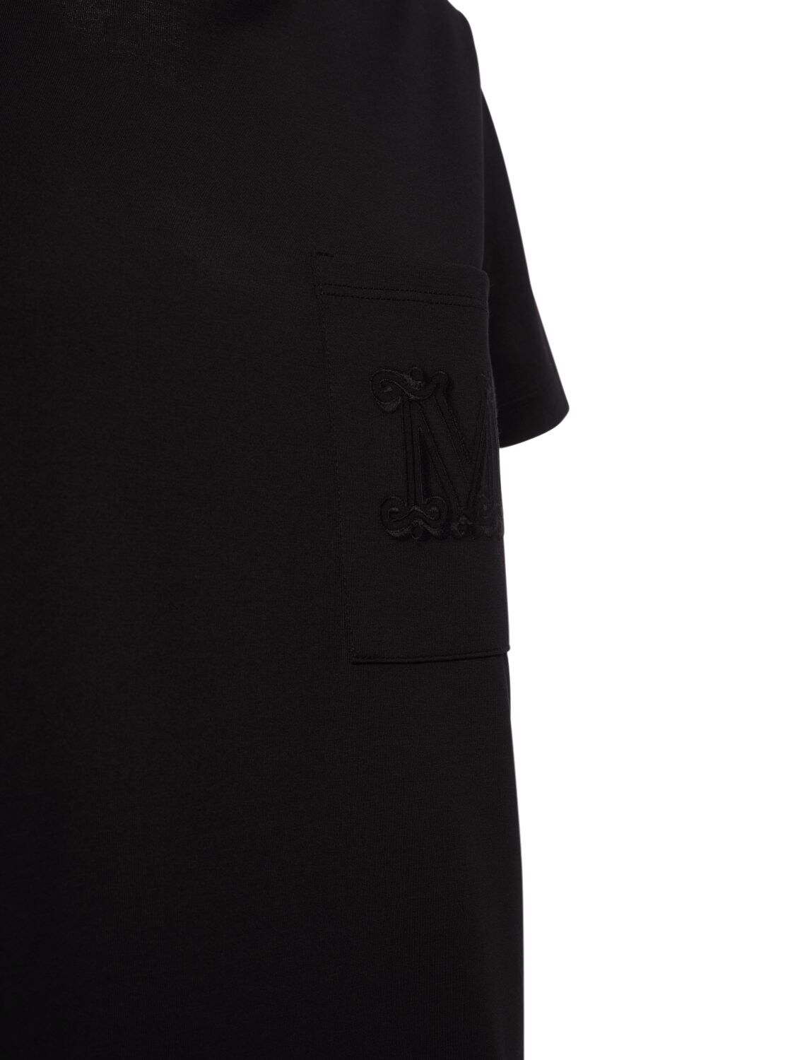 Shop Max Mara Papaia Cotton T-shirt W/ Logo Pocket In Black