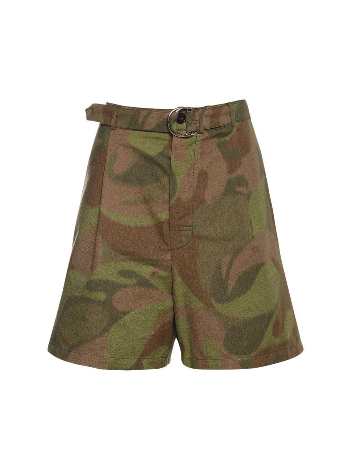 Marni Canvas Camouflage Belted Shorts In Multicolor