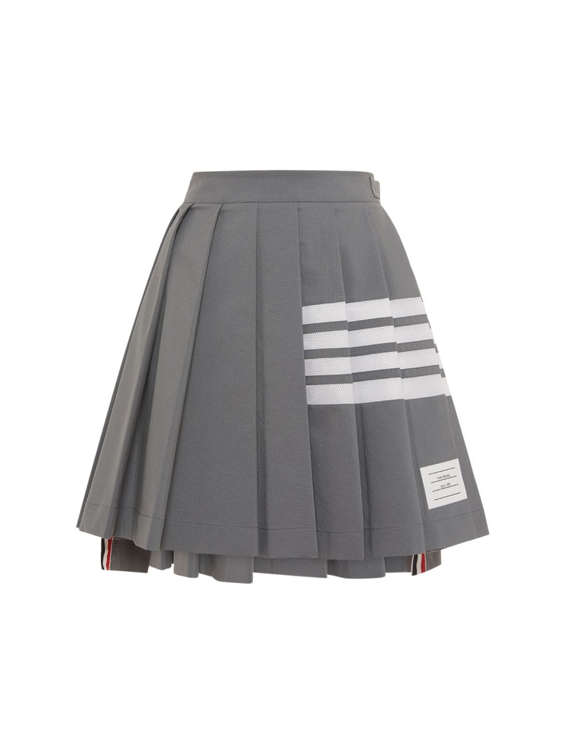 Pleated Jersey Four Bar Mini Skirt
