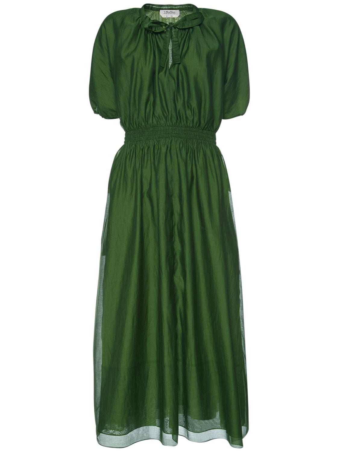 's Max Mara Cotton Voile & Silk Organza Long Dress In Verde | ModeSens