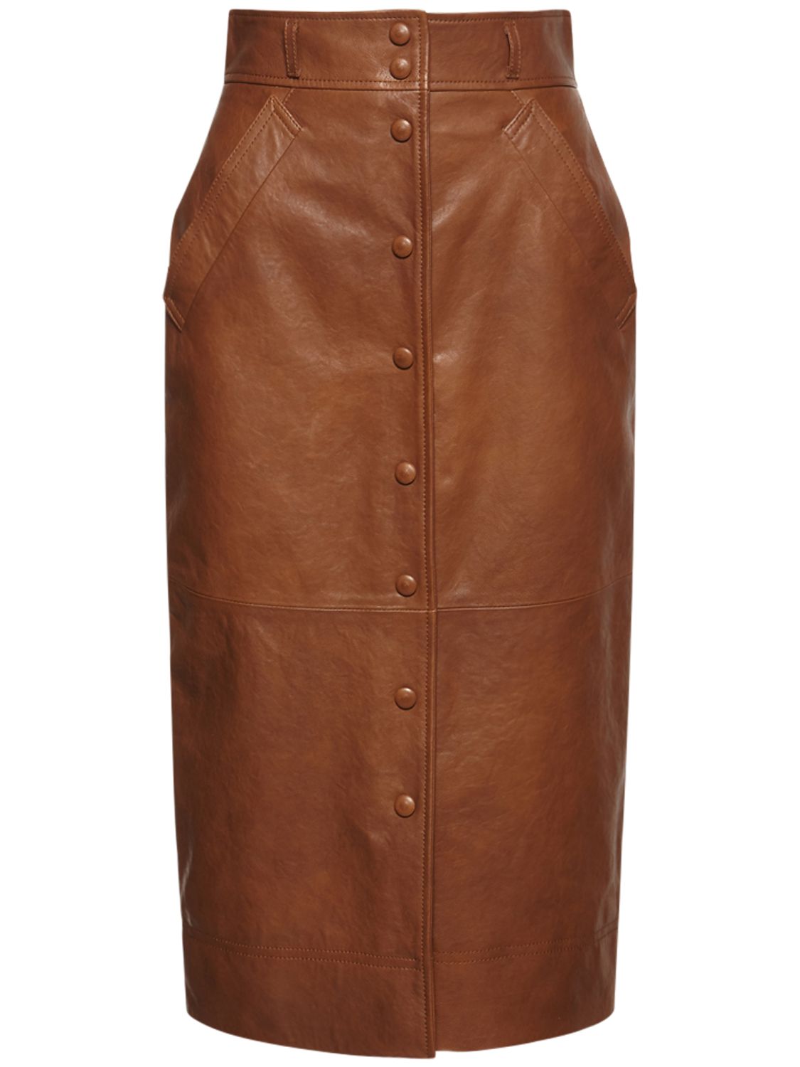 brown button pencil skirt