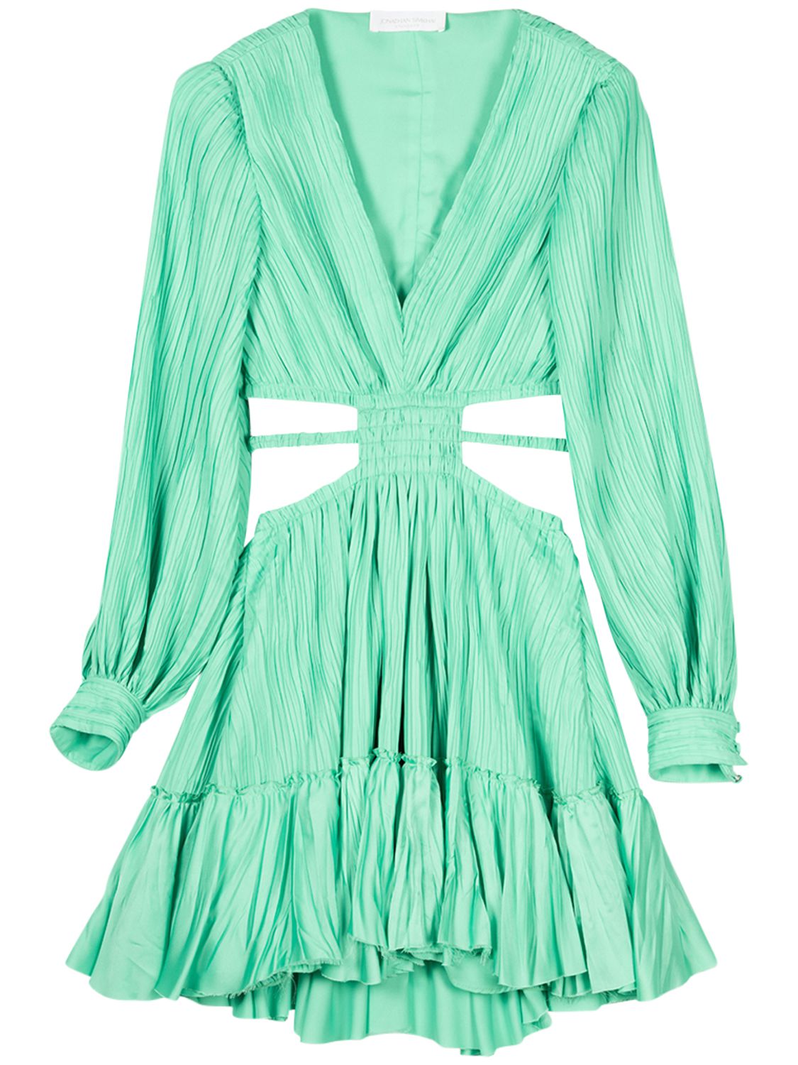 Jonathan Simkhai Londyn mushroom pleated mini dress Green