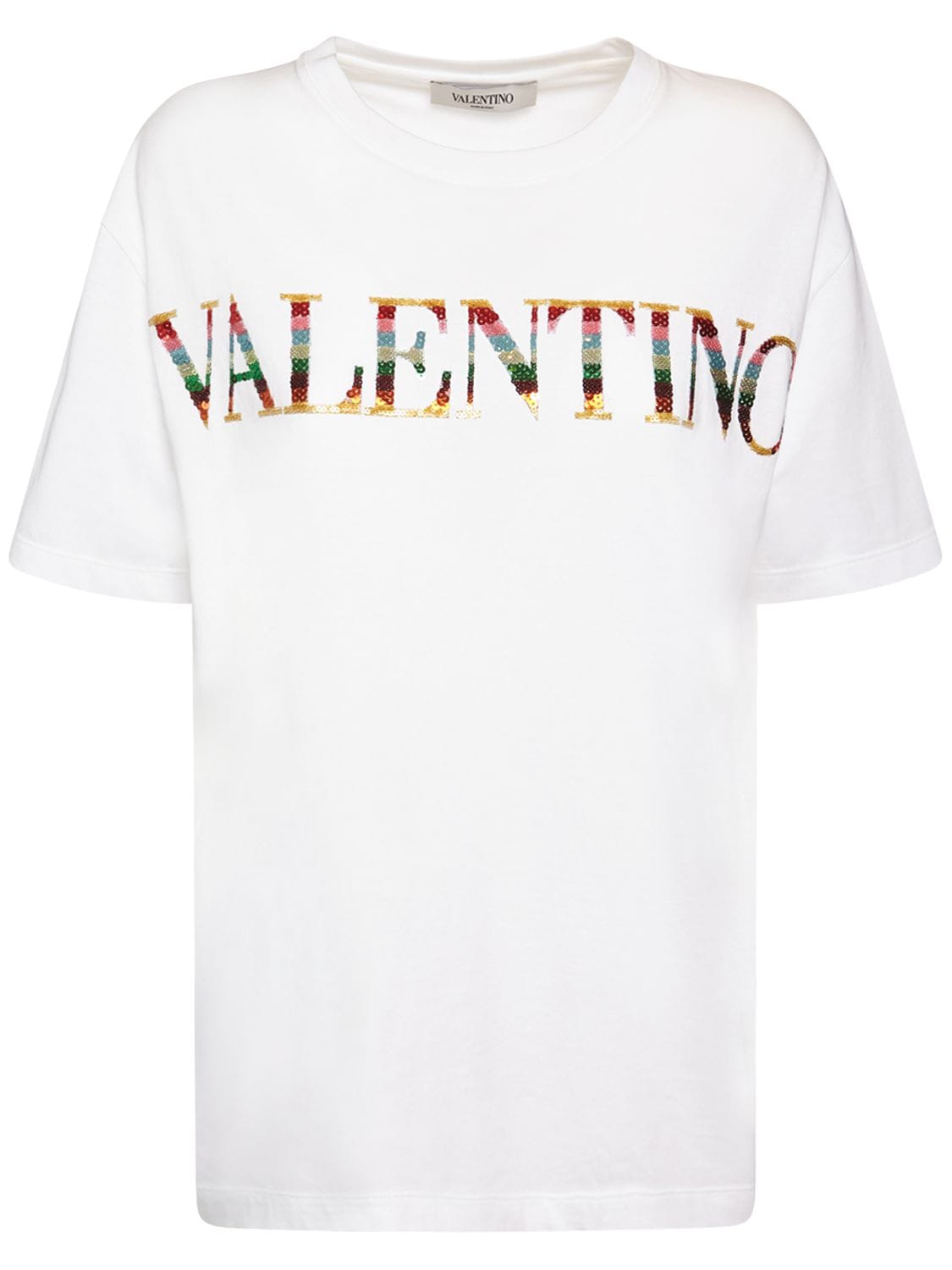 VALENTINO LOGO棉质平纹针织T恤,75I52O007-MEJP0