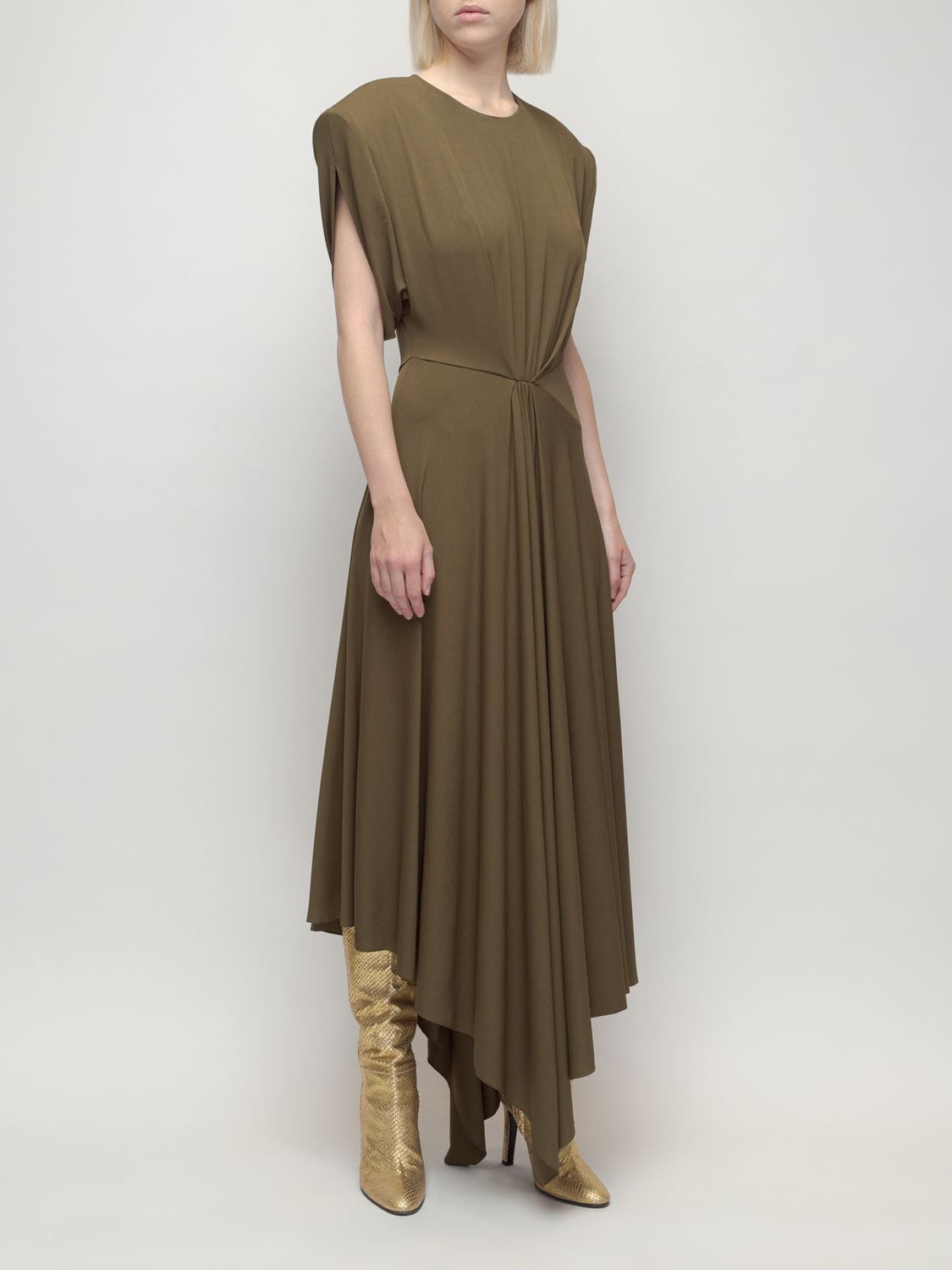 Alexandre Vauthier Asymmetrical Draped Stretch Jersey Dress In Green