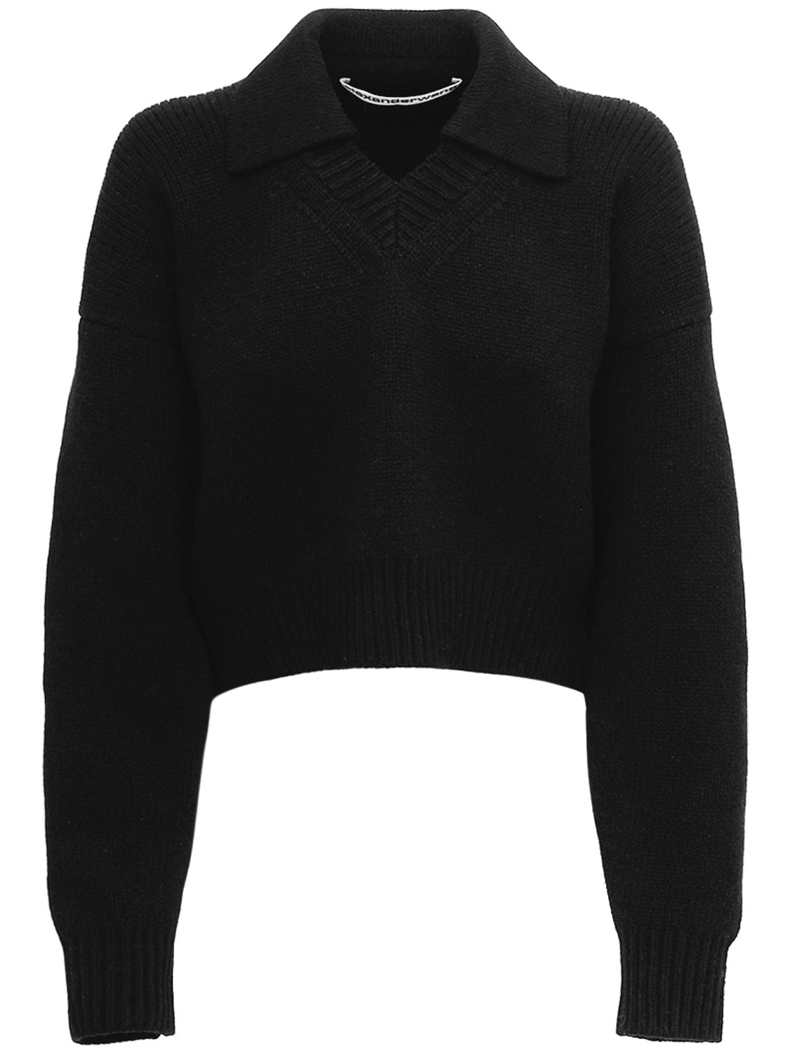 ALEXANDER WANG Cropped Wool Blend V-neck Sweater