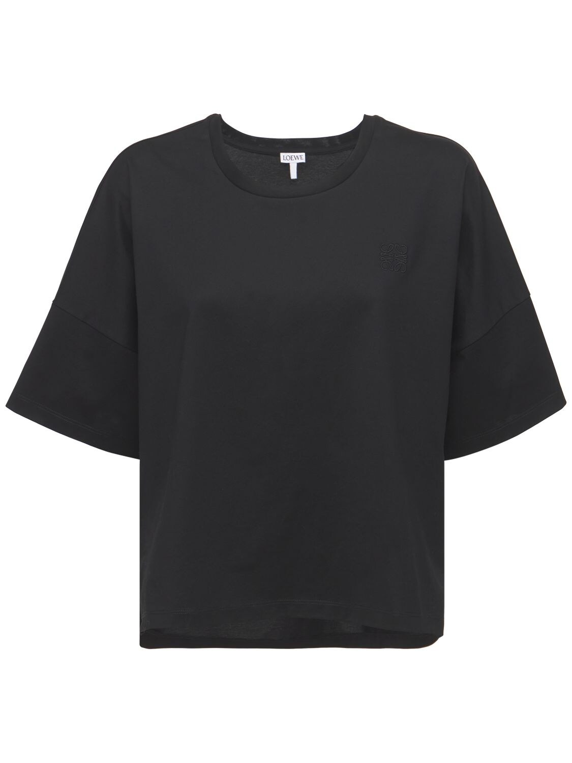 Loewe Logo Cropped Cotton Jersey T-shirt In Black | ModeSens