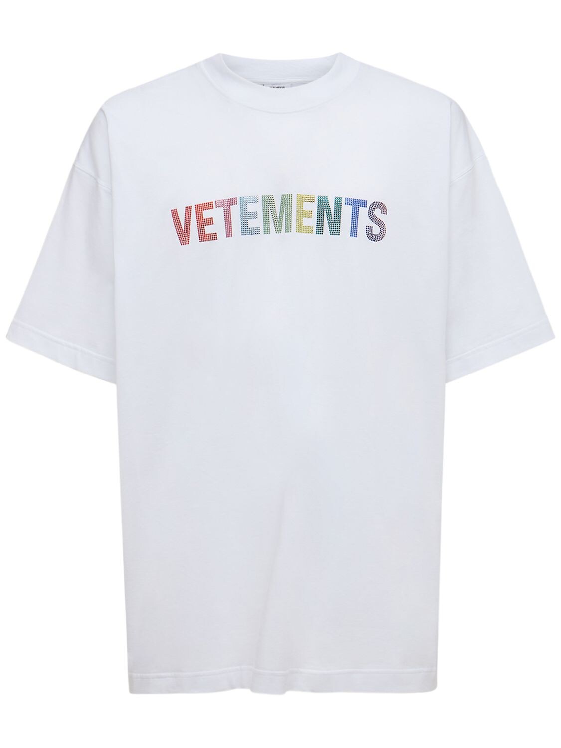 VETEMENTS Multicolor Crystal Logo Cotton T-shirt | Smart Closet