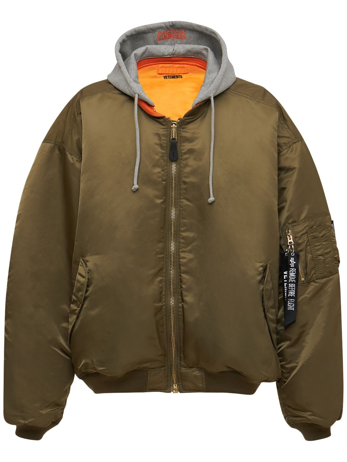 Buy VETEMENTS men khaki х alpha industries reversible bomber jacket for  $2,870 online on SV77, UE63JA121O/1307