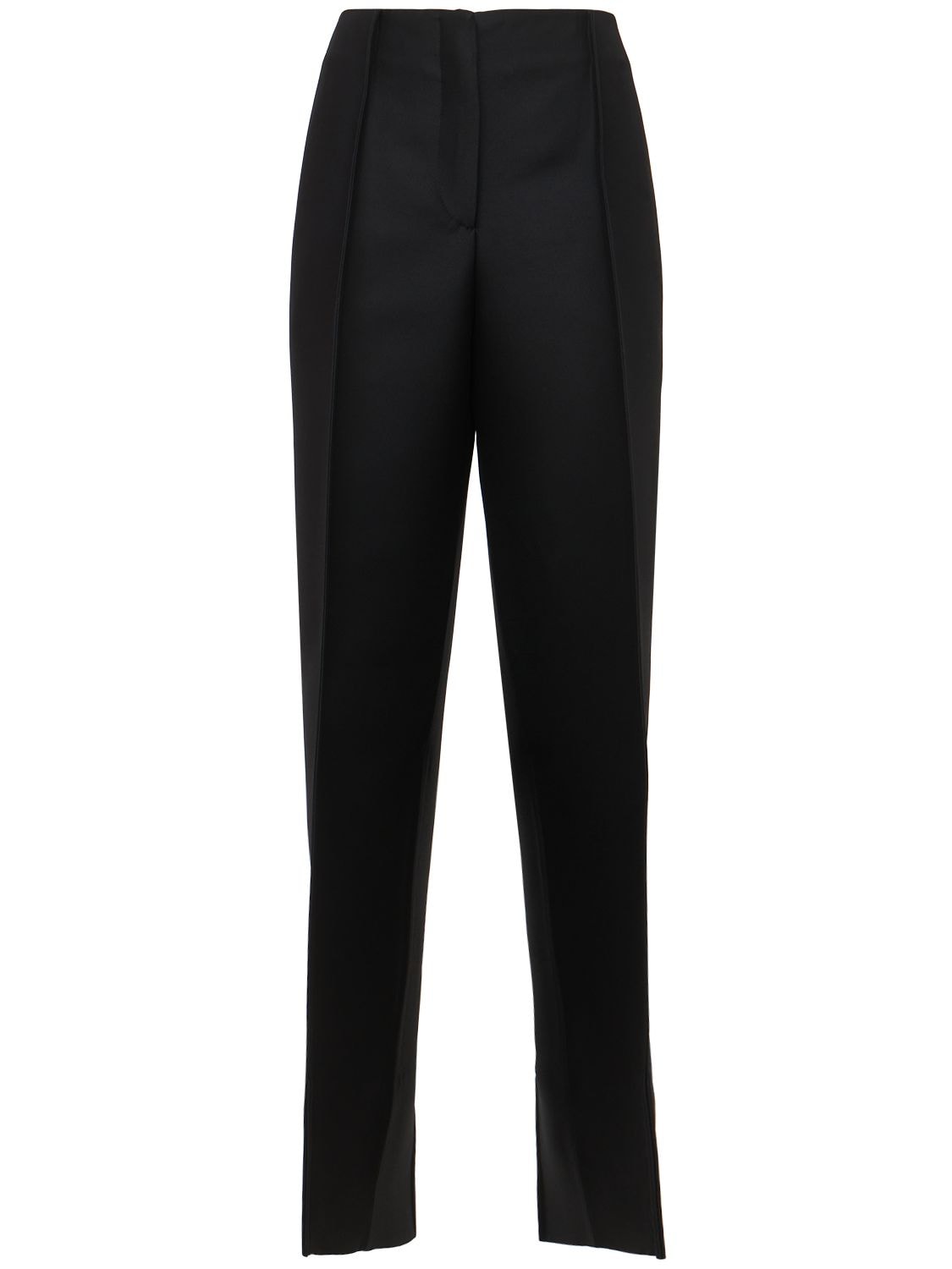 Jil Sander Heavy Wool & Silk Straight Pants In Black | ModeSens