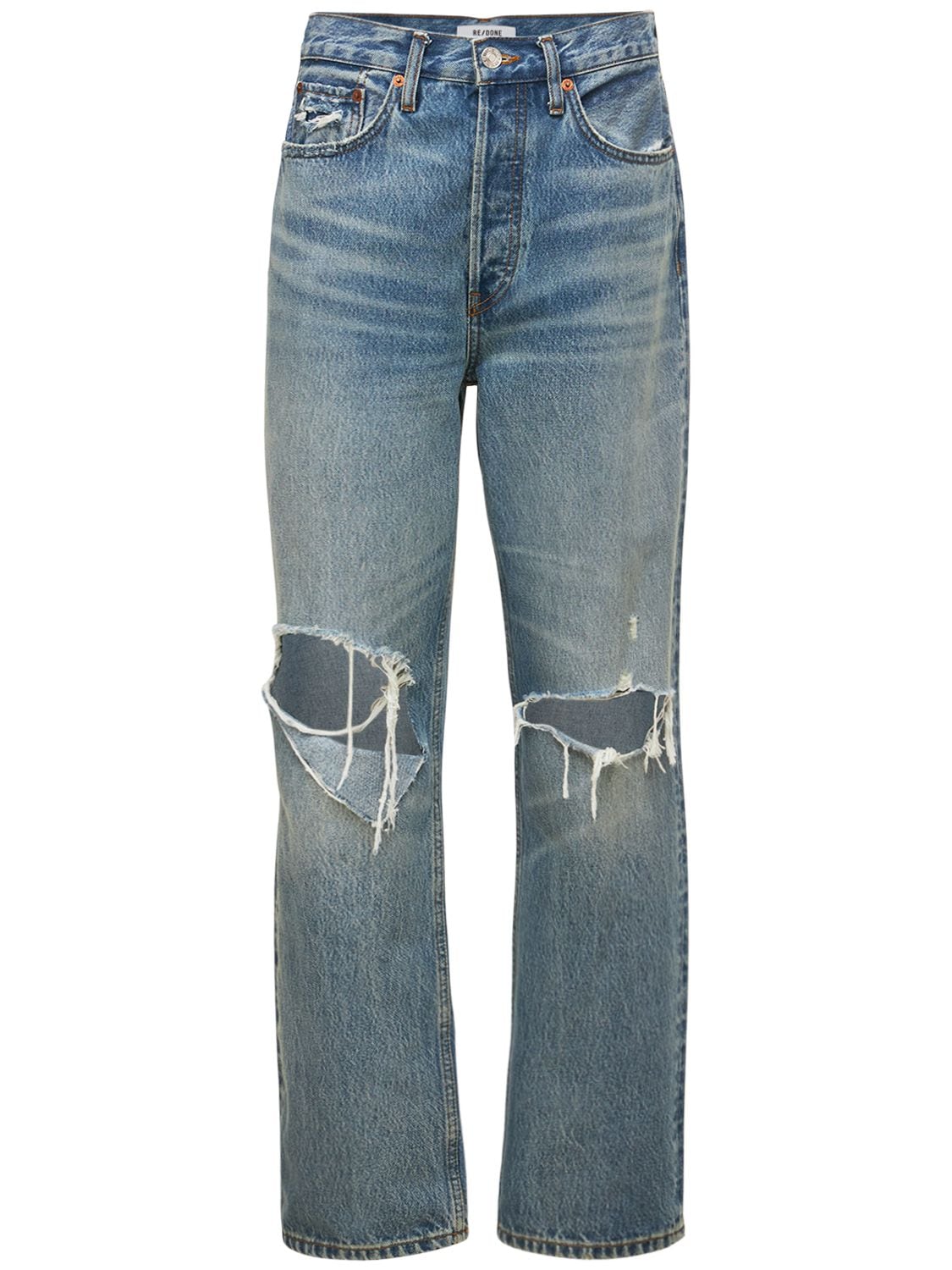 RE DONE 90s Distressed Cropped Straight Jeans