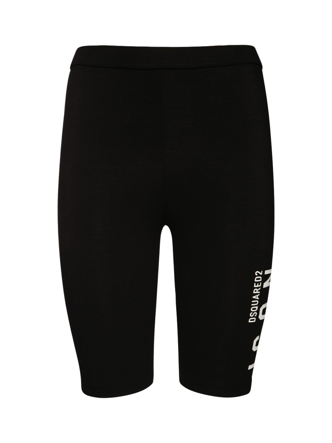 Dsquared2 D-squared2 Woman's Black Stretch Cotton  Cycling Shorts With Logo Print In 블랙
