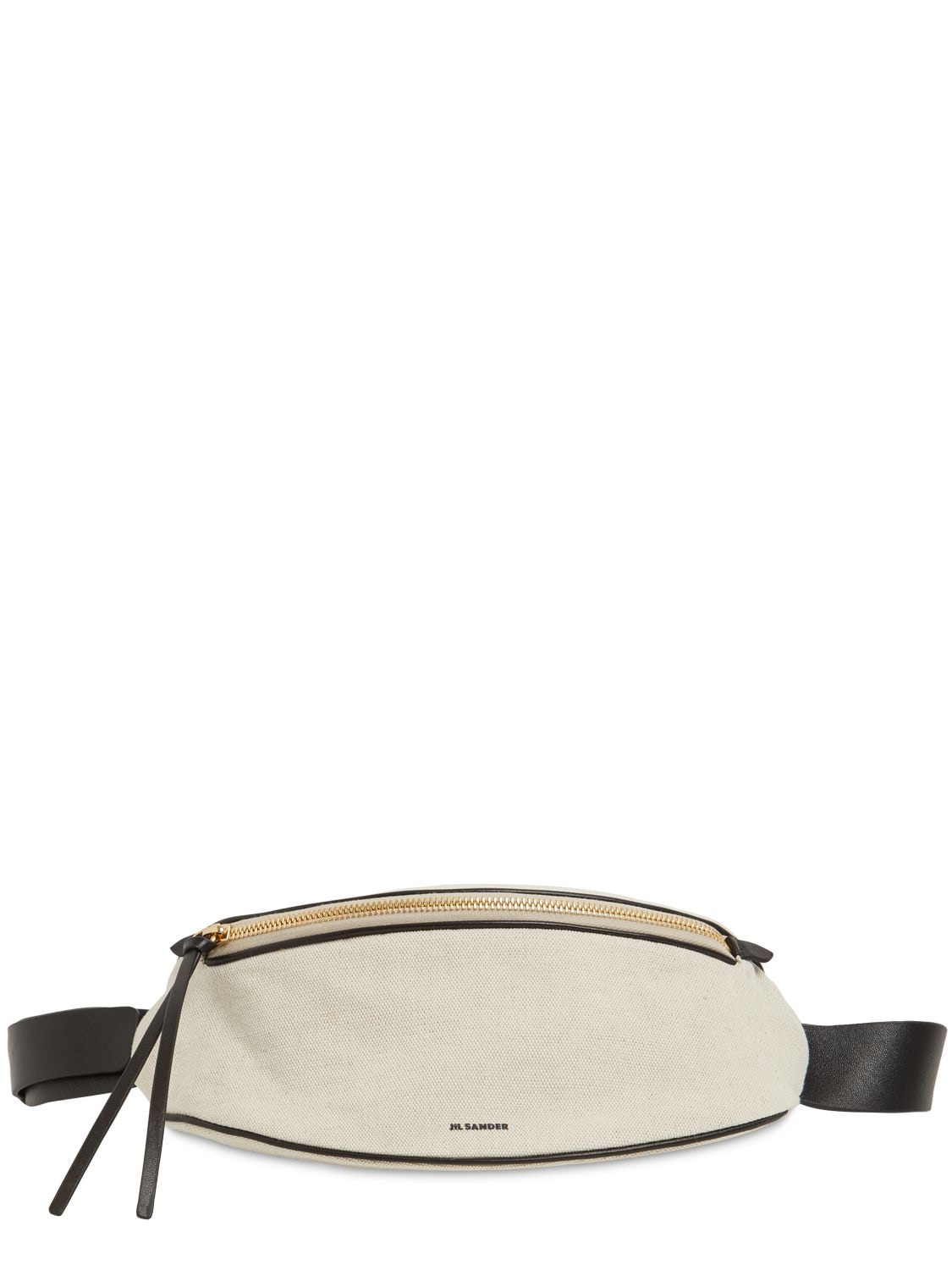 Moon Small Leather-trimmed Cotton-canvas Belt Bag In Natural