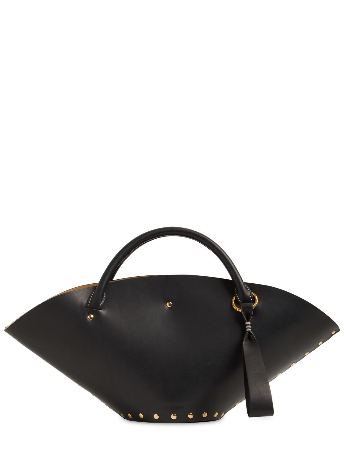 Jil Sander Black Sombrero Small Leather Top Handle Bag In Grey