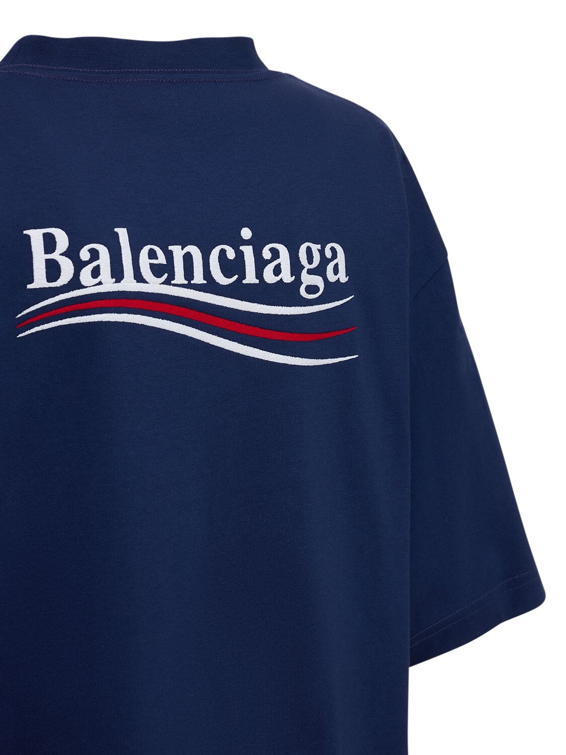 Shop Balenciaga Political Campaign Cotton T-shirt In Blue