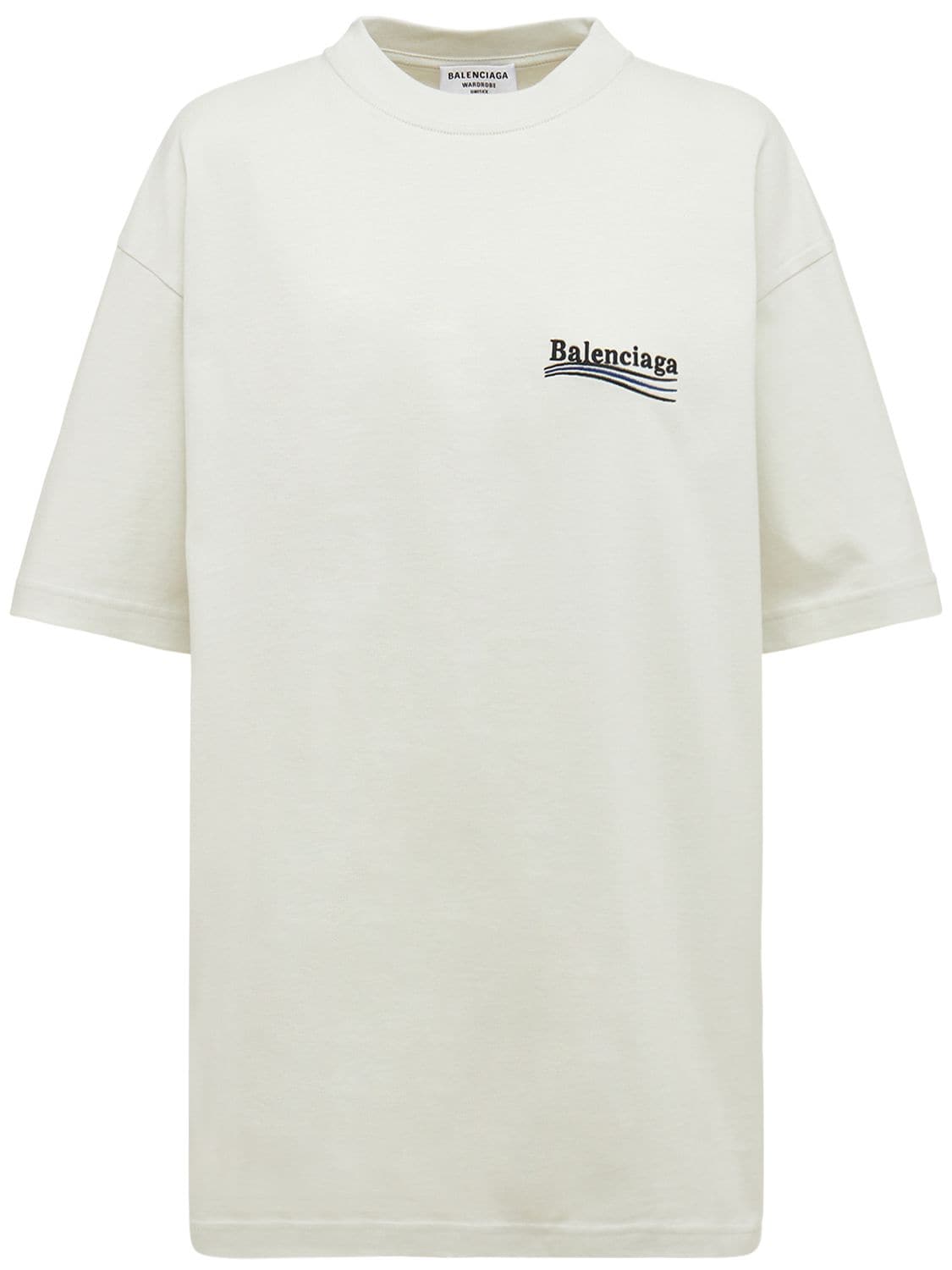 Shop Balenciaga Large Fit Embroidered Cotton T-shirt In Серовато-белый