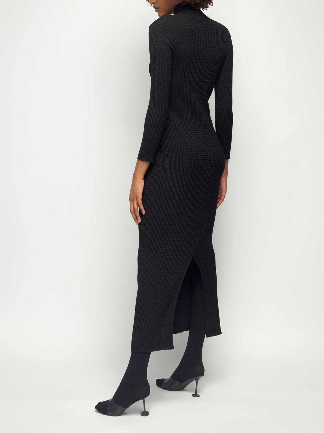 Shop Balenciaga Fitted Wool Dress In Black