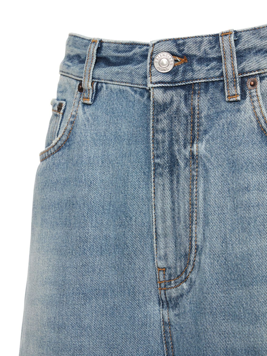 Shop Balenciaga Low-crotch Vintage Denim Jeans In Голубой
