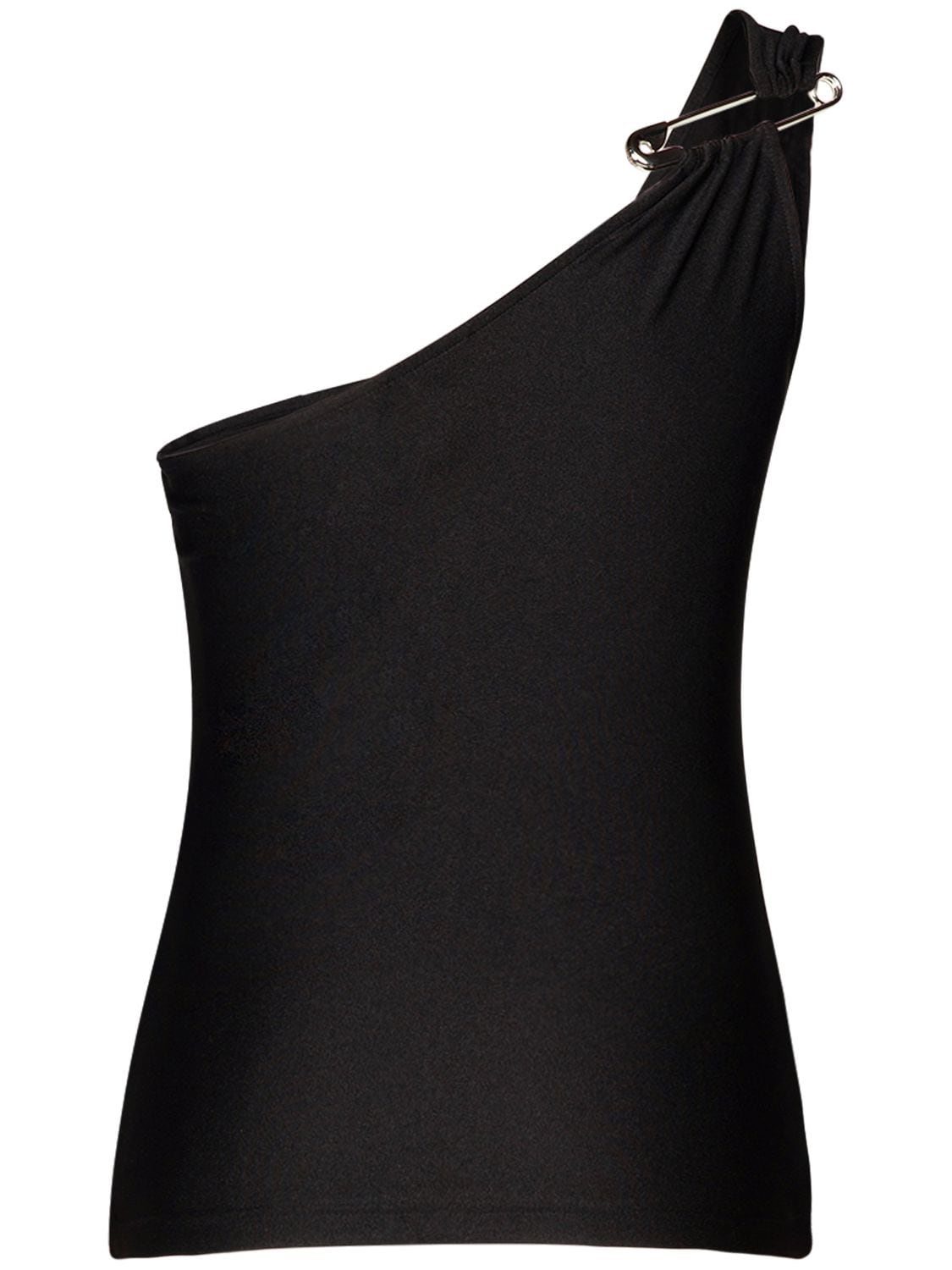 Shop Balenciaga Asymmetric Nylon Tank Top In Black