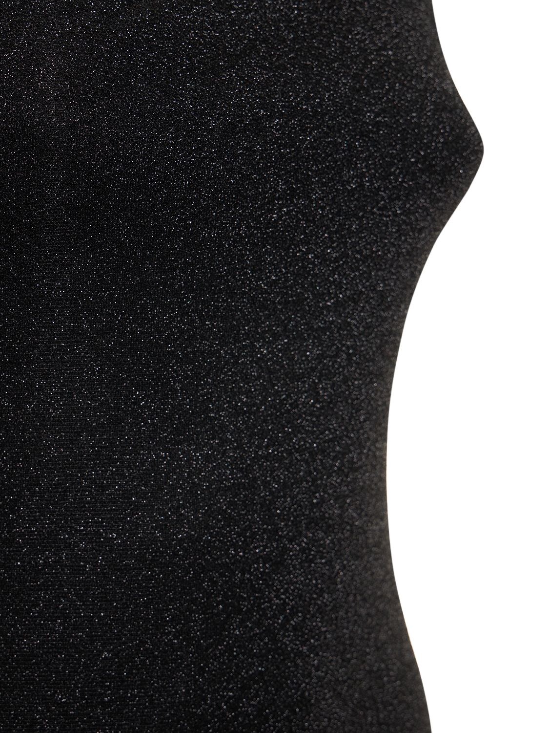 Shop Balenciaga Asymmetric Lurex One Piece Swimsuit In Black