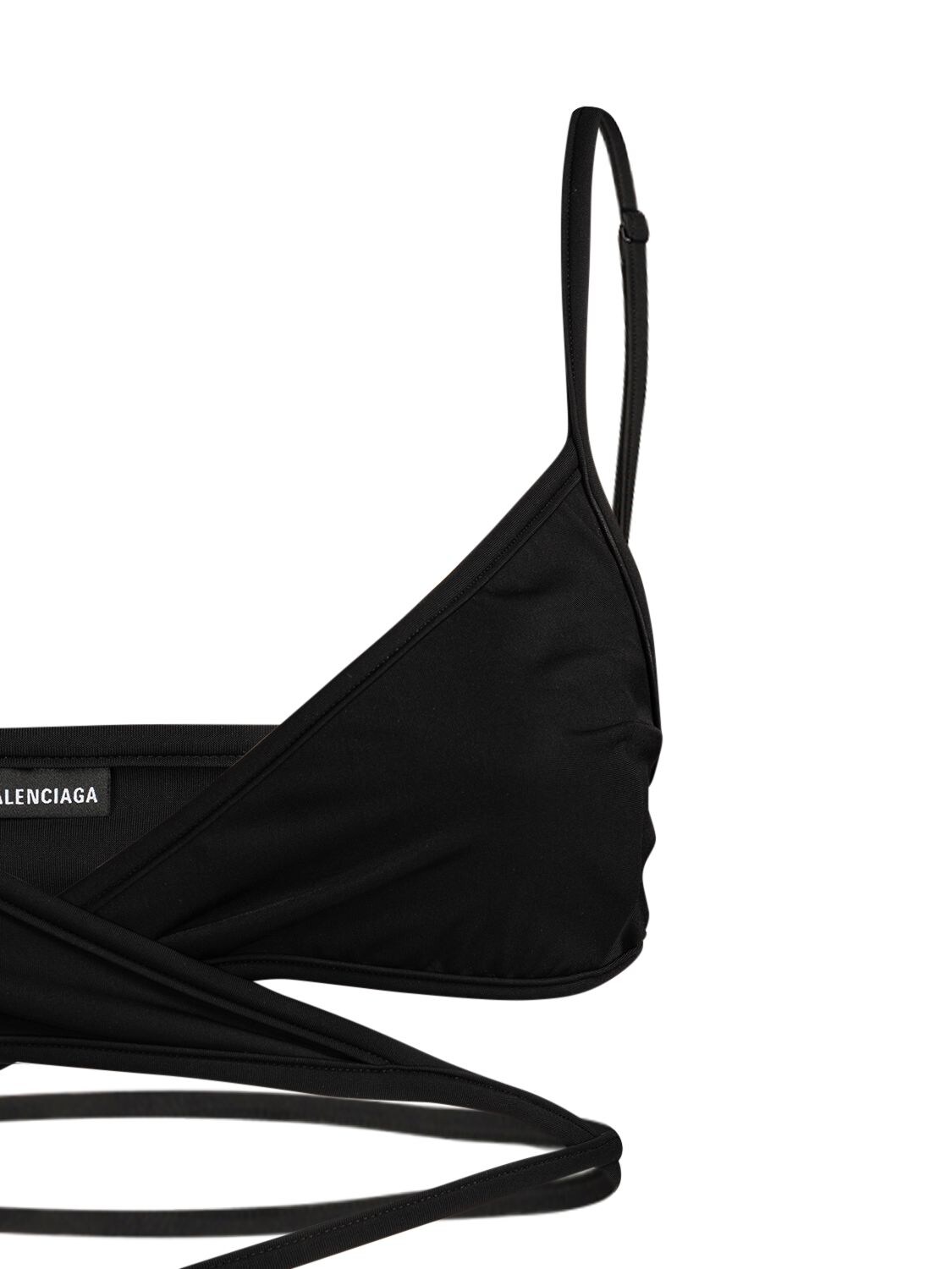 Shop Balenciaga Wraparound Nylon Bikini In Black
