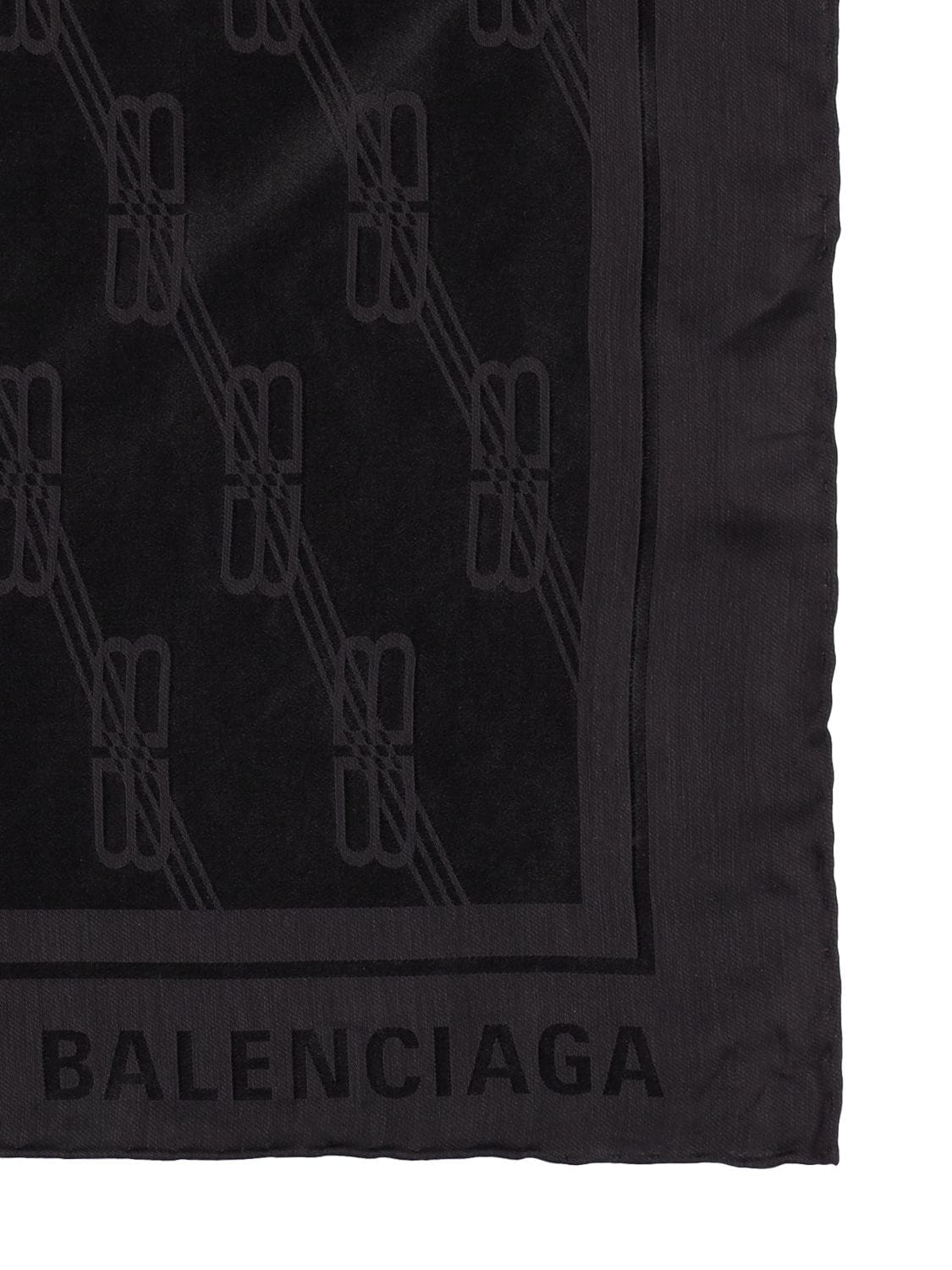 Shop Balenciaga Bb Silk & Cotton Jacquard Scarf In Black