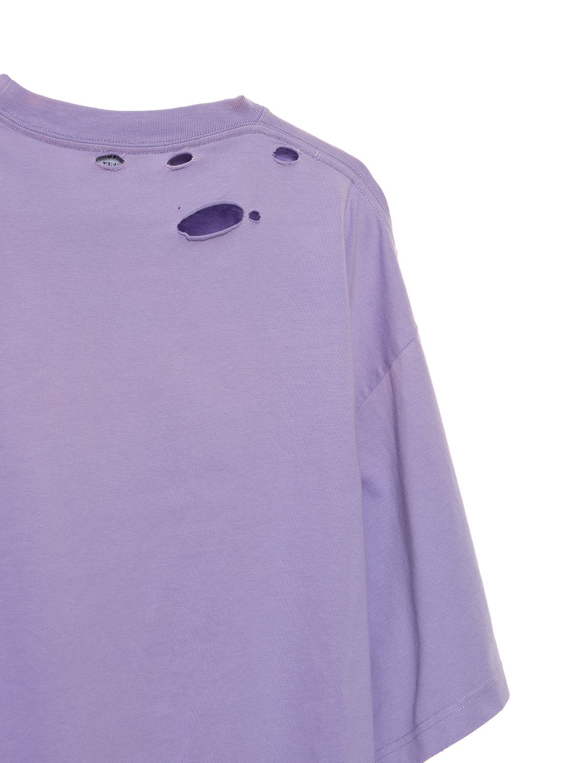 Balenciaga - Oversized Distressed Cotton-jersey T-Shirt - Womens - Purple White