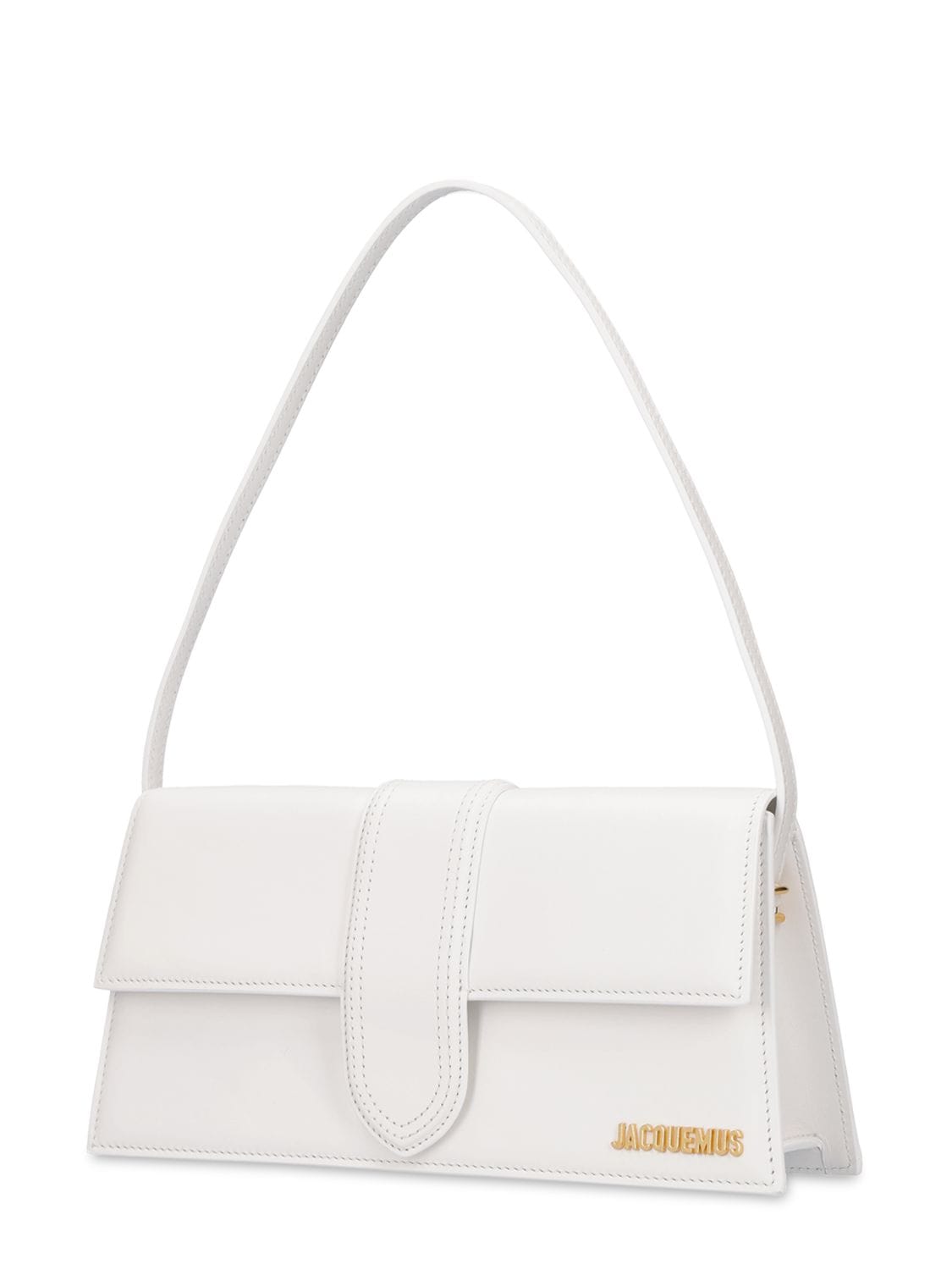 Shop Jacquemus Le Bambino Long Smooth Leather Bag In Белый