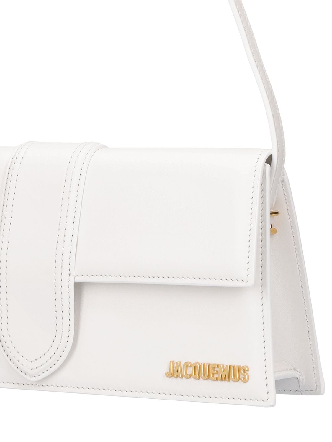 Shop Jacquemus Le Bambino Long Smooth Leather Bag In Белый