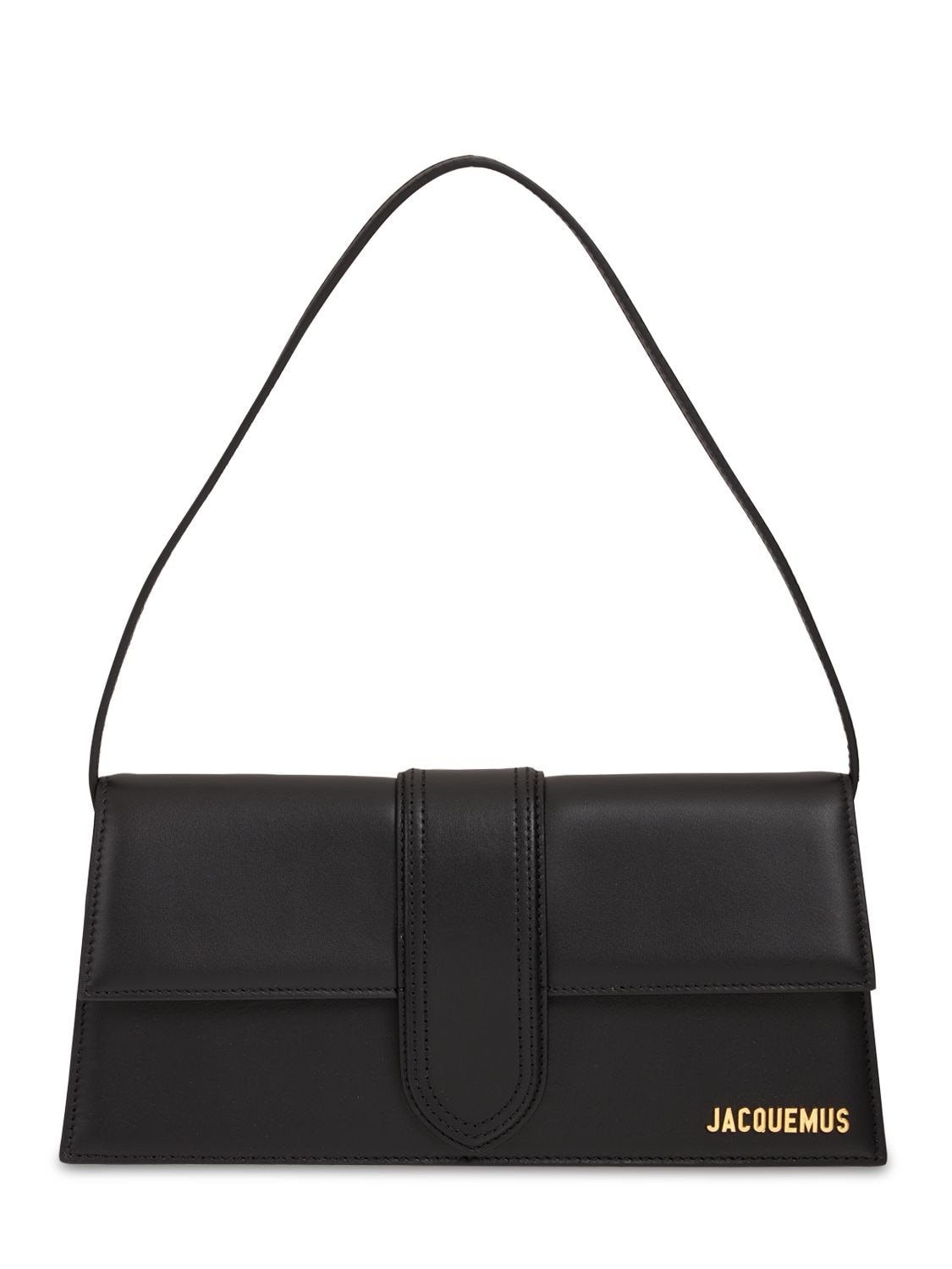 Jacquemus Le Bambino Long Leather Shoulder Bag In Black