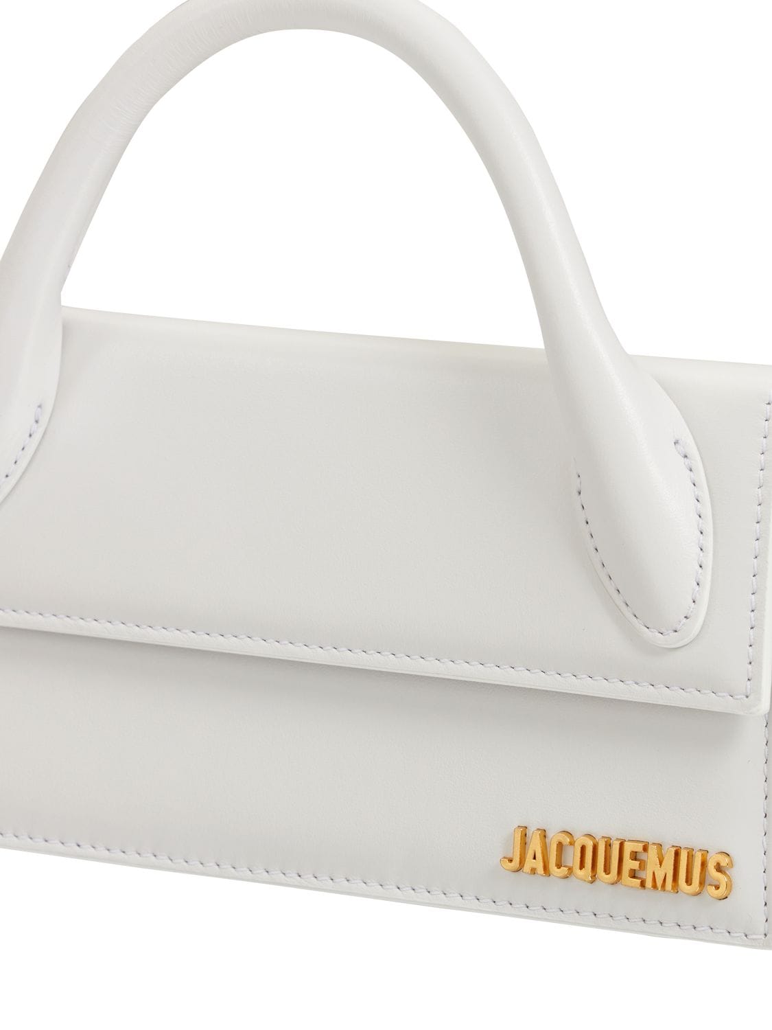 Jacquemus Le Chiquito Long Black Leather Top Handle Bag In White