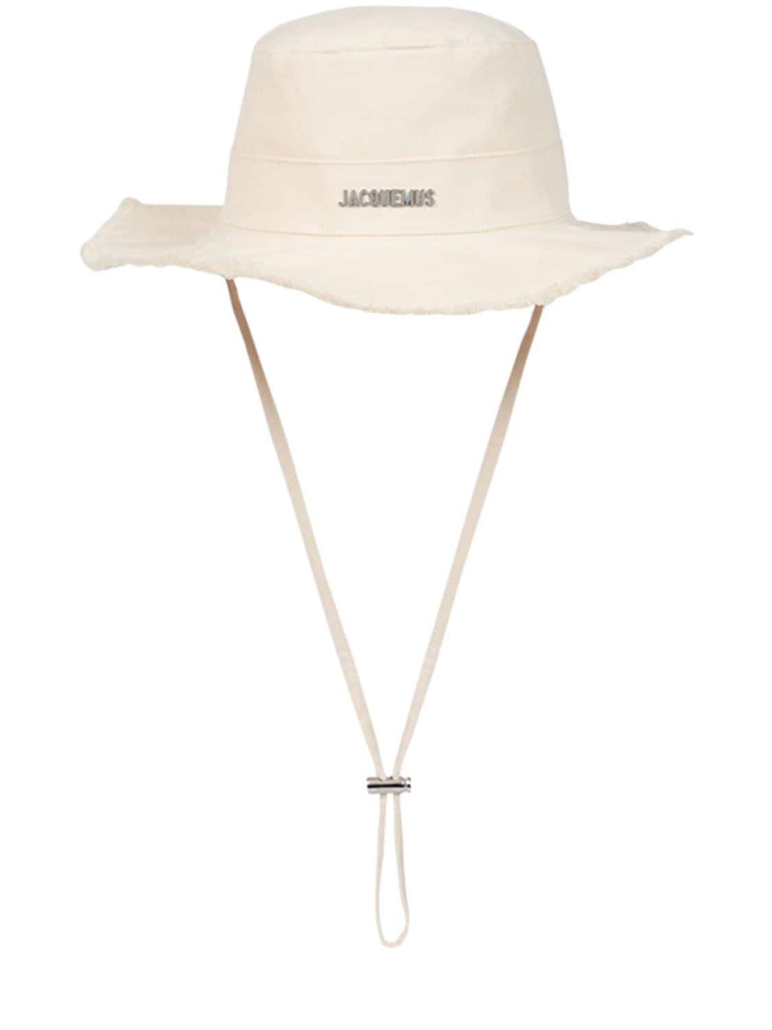 Jacquemus Le Bob Artichaut Cotton Logo Hat In Off-white