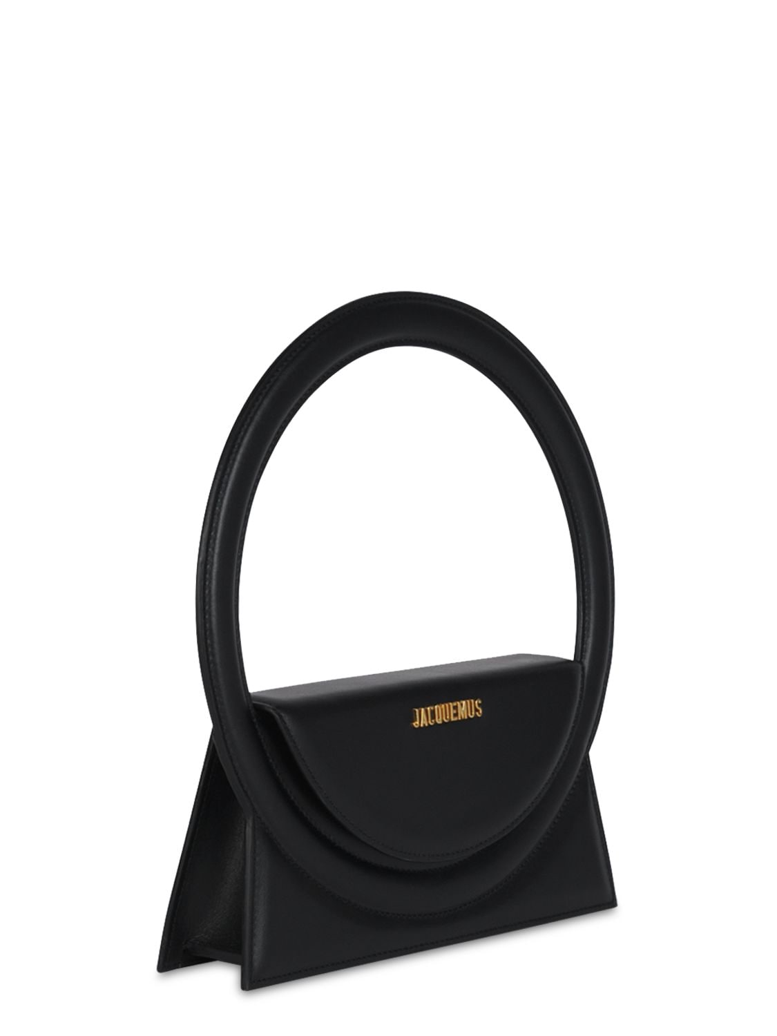 Shop Jacquemus Le Sac Round Leather Top Handle Bag In Чёрный