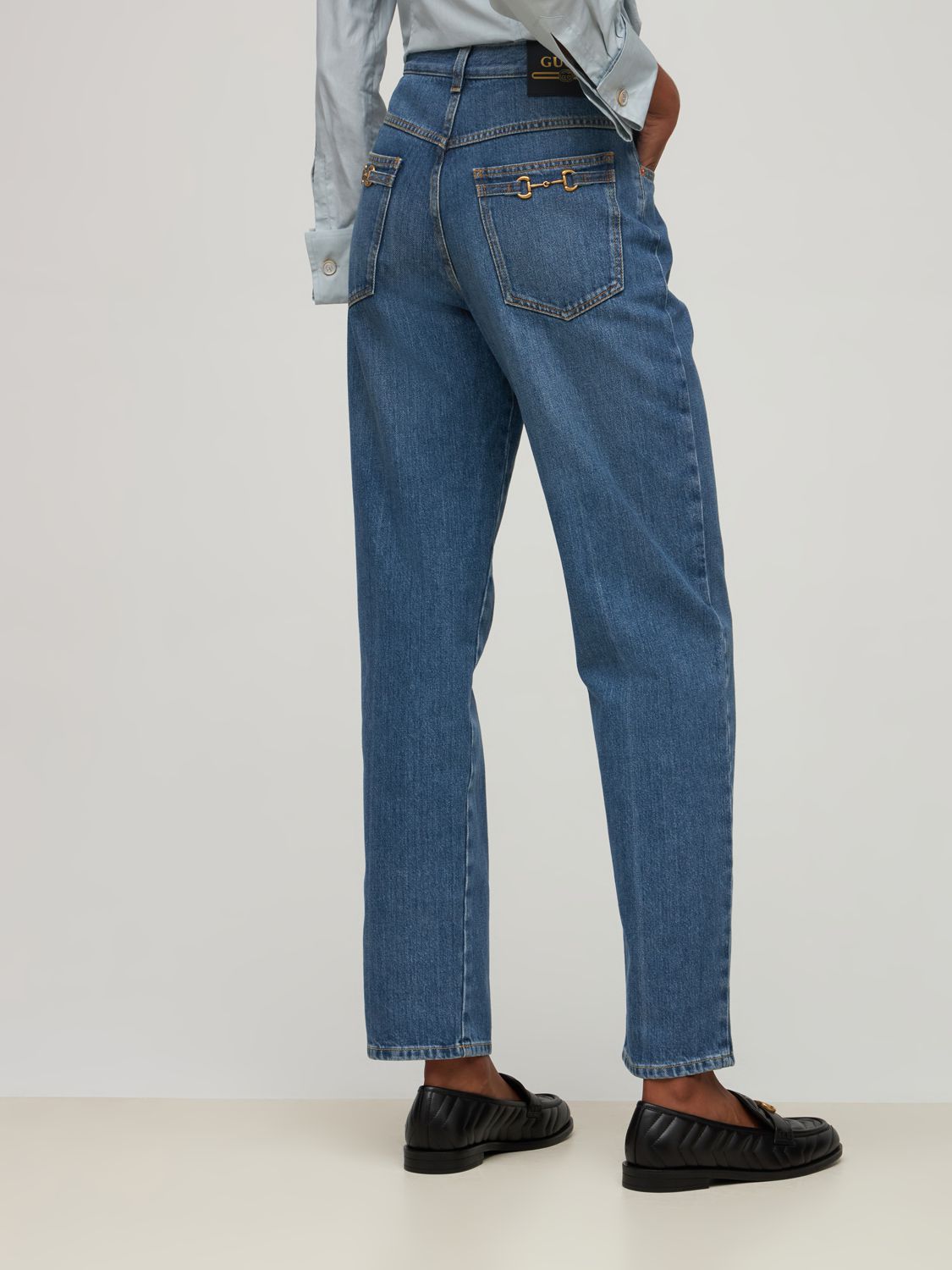 Shop Gucci Denim Eco Bleached Straight Jeans In Blue,mix
