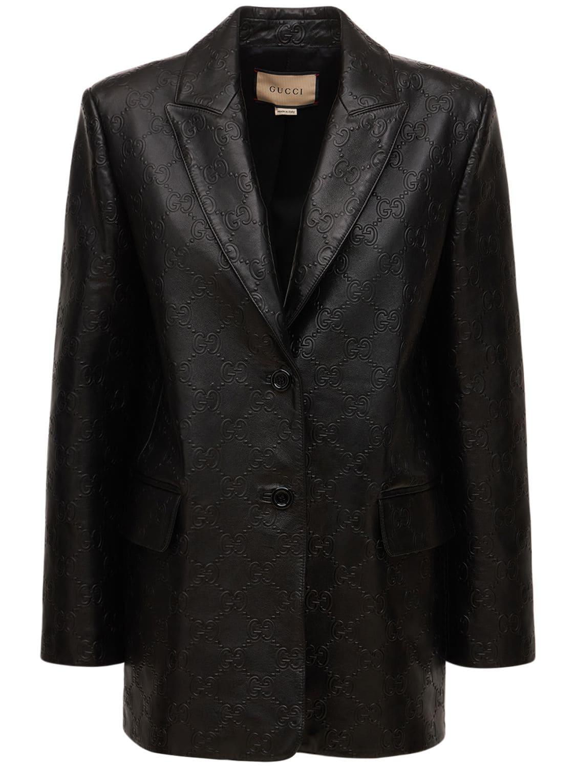 Gucci Soft Nappa Leather Blazer W/ All Over Gg In Black