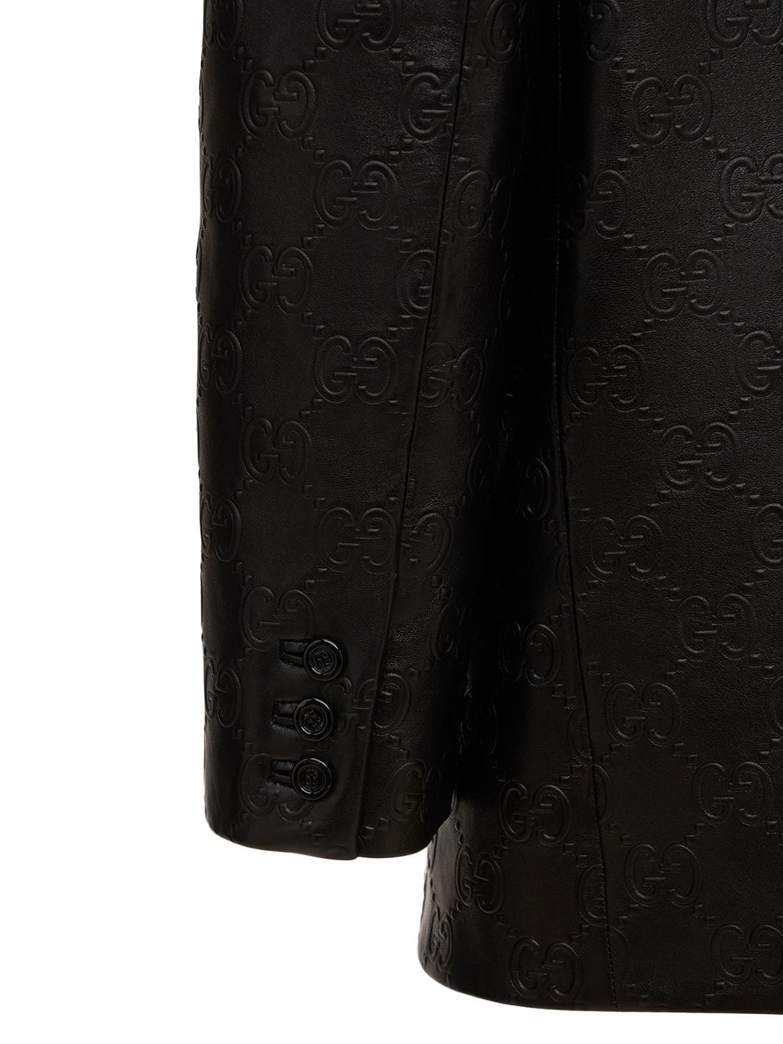 Shop Gucci Soft Nappa Leather Blazer W/ All Over Gg In Black
