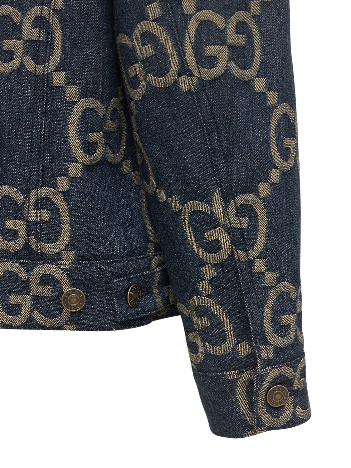 Jumbo GG denim jacket in blue and ivory