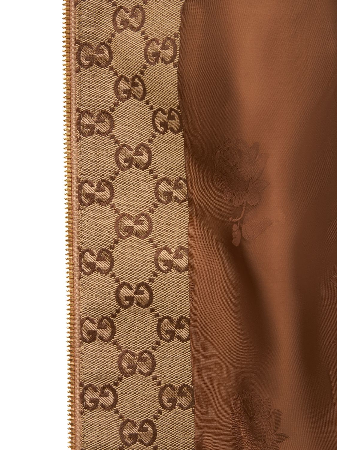 Shop Gucci Cotton Blend Logo Jacket W/ Leather Trim In Camel,mix