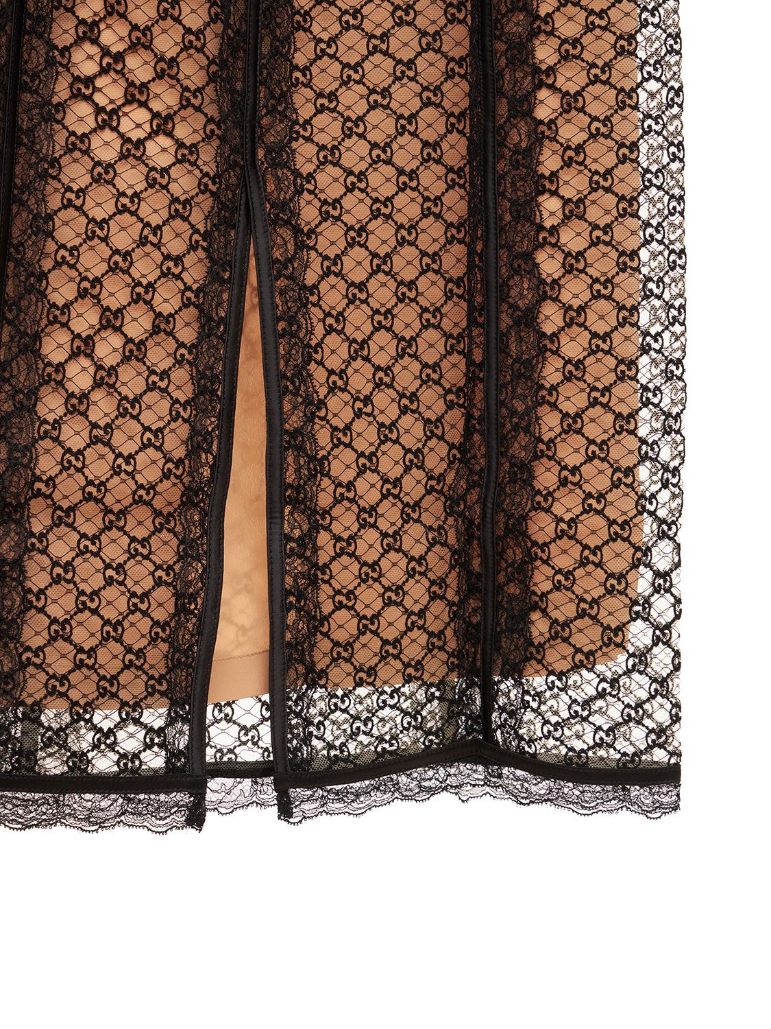 Shop Gucci Net Logo Slip Midi Skirt In Black