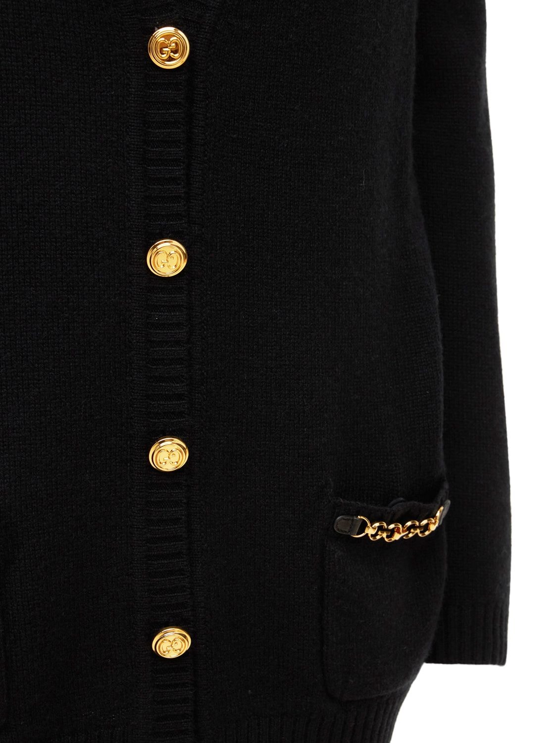 Shop Gucci Cashmere Knit Cardigan In Black,mix
